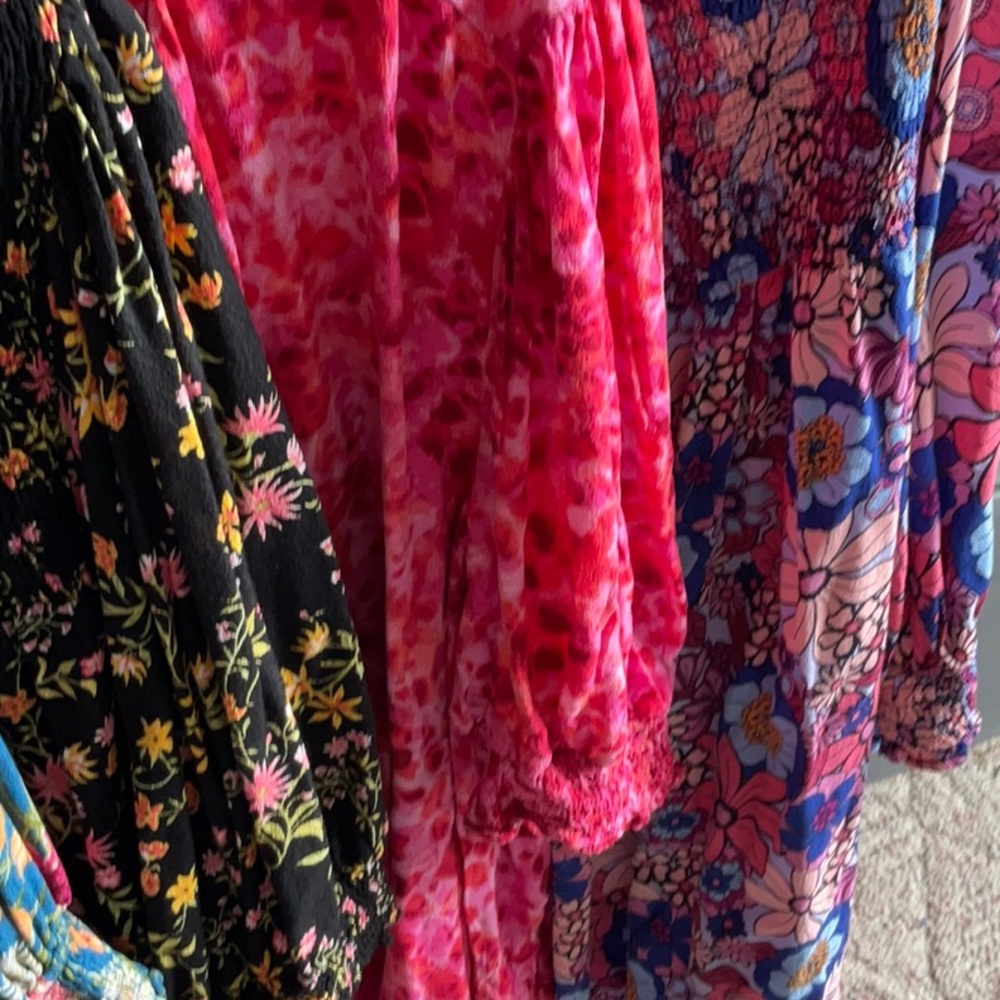 Vibrant Pink Tie-Dye Peasant Blouse - Picture 5 of 5